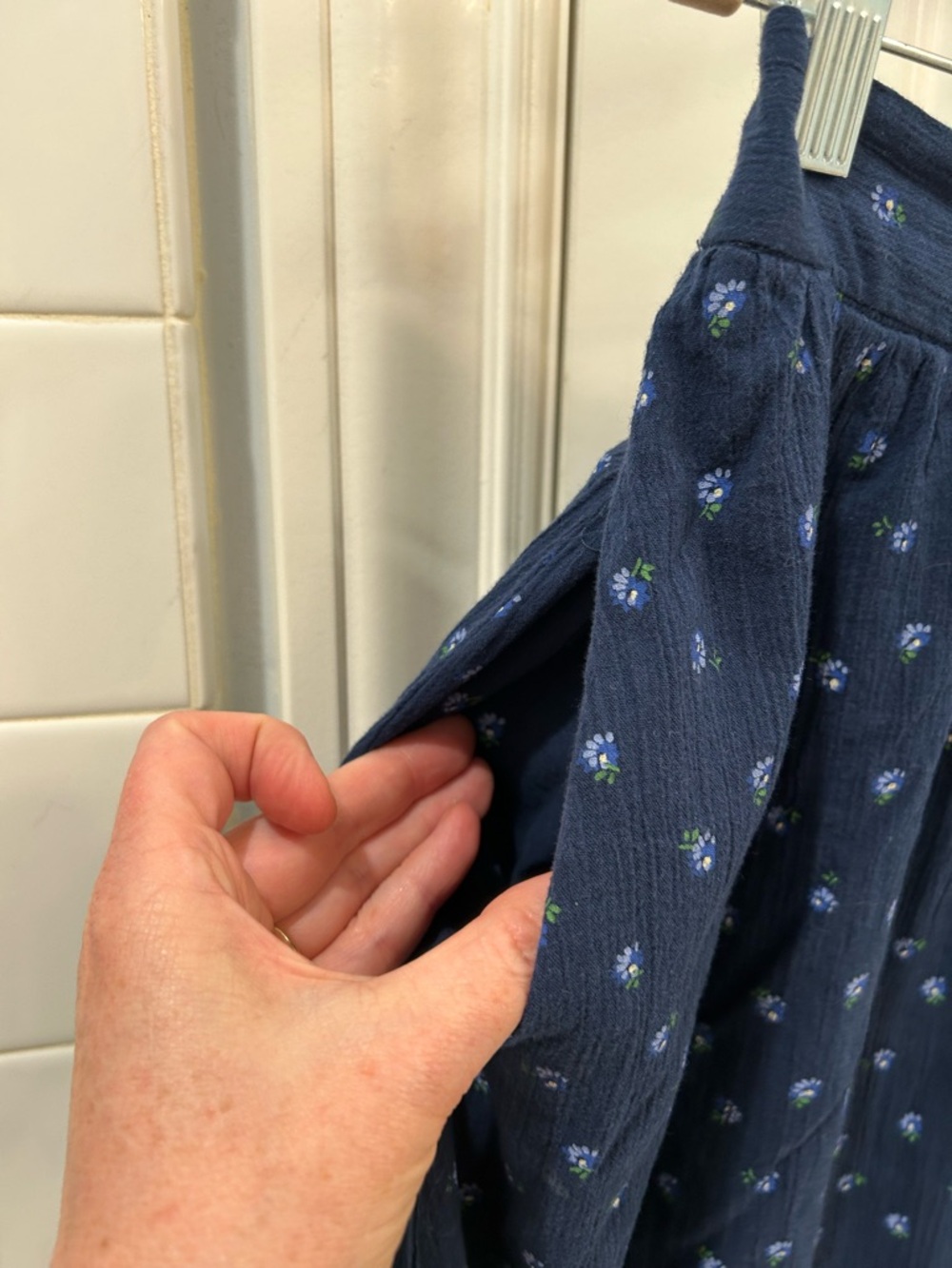 Sold Madewell Matching Set Cotton Blue Floral Smocked Crop Top Maxi Skirt Large - Picture 8 of 16